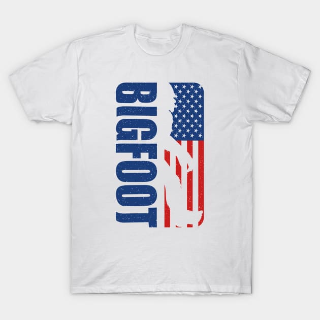 Bigfoot american flag T-Shirt by Tesszero